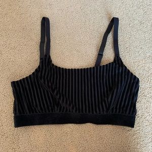 mesh/velvet striped bralette